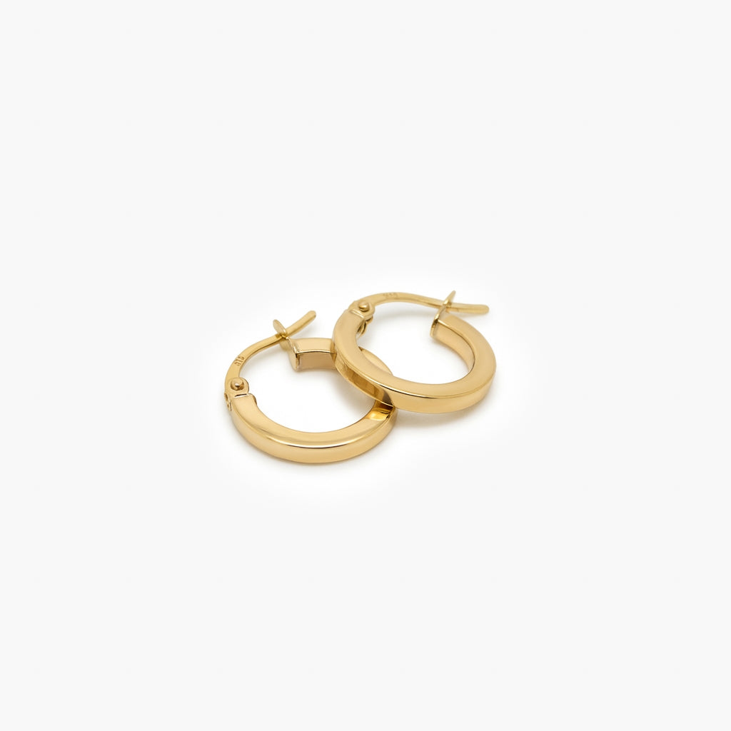 Small 9ct Yellow Gold Square Tube Hoop Earrings