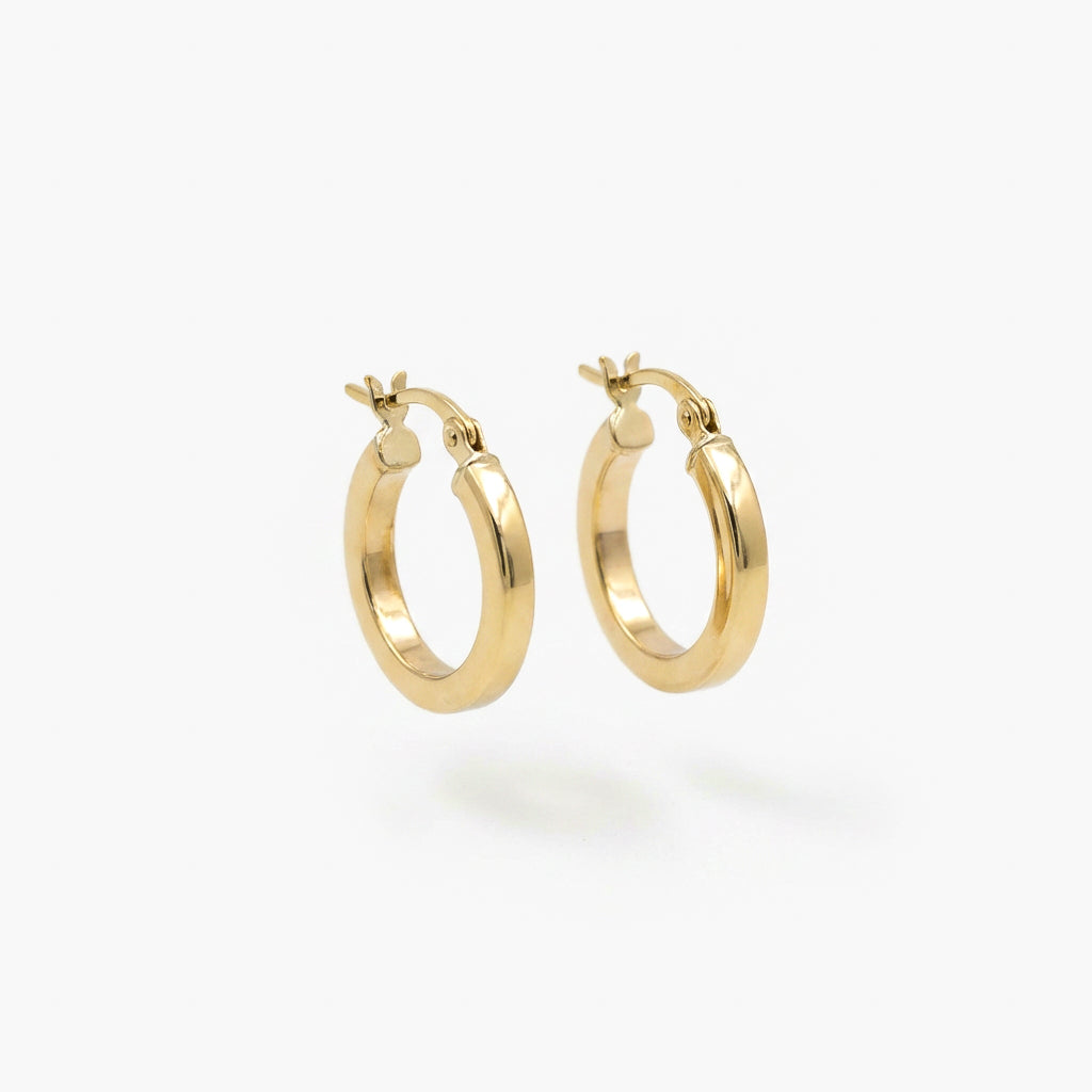 Small 9ct Yellow Gold Square Tube Hoop Earrings