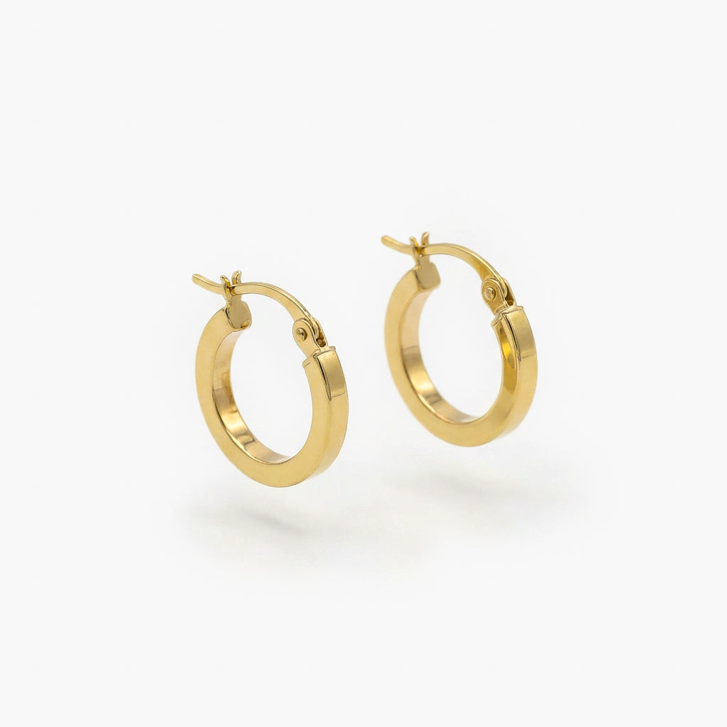 Small 9ct Yellow Gold Square Tube Hoop Earrings