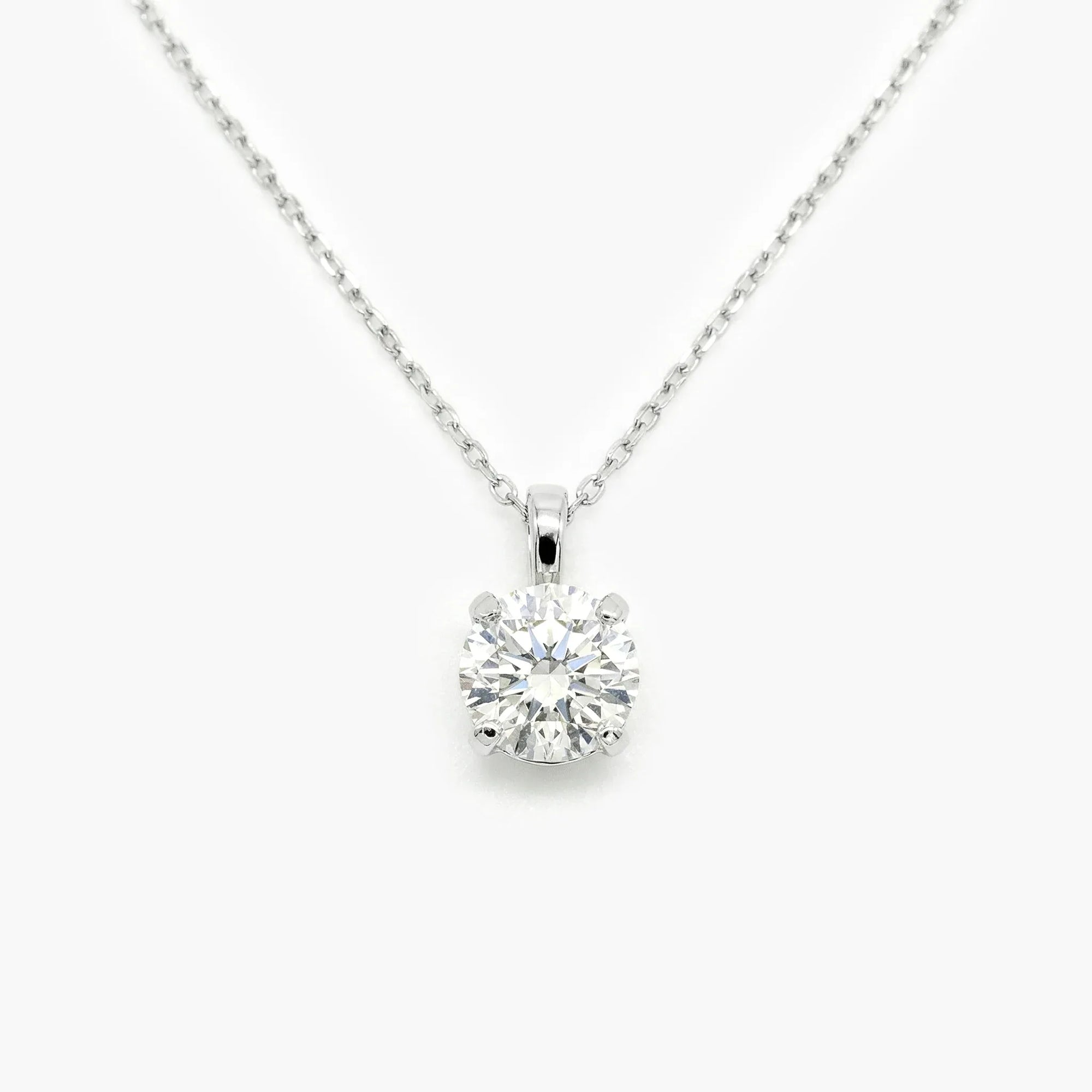 18ct White Gold Lab Grown Diamond Solitaire Pendant Necklace
