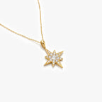 18ct Yellow Gold Diamond Star Pendant Necklace