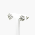 Silver CZ Flower Stud Earrings - Jordans Jewellers