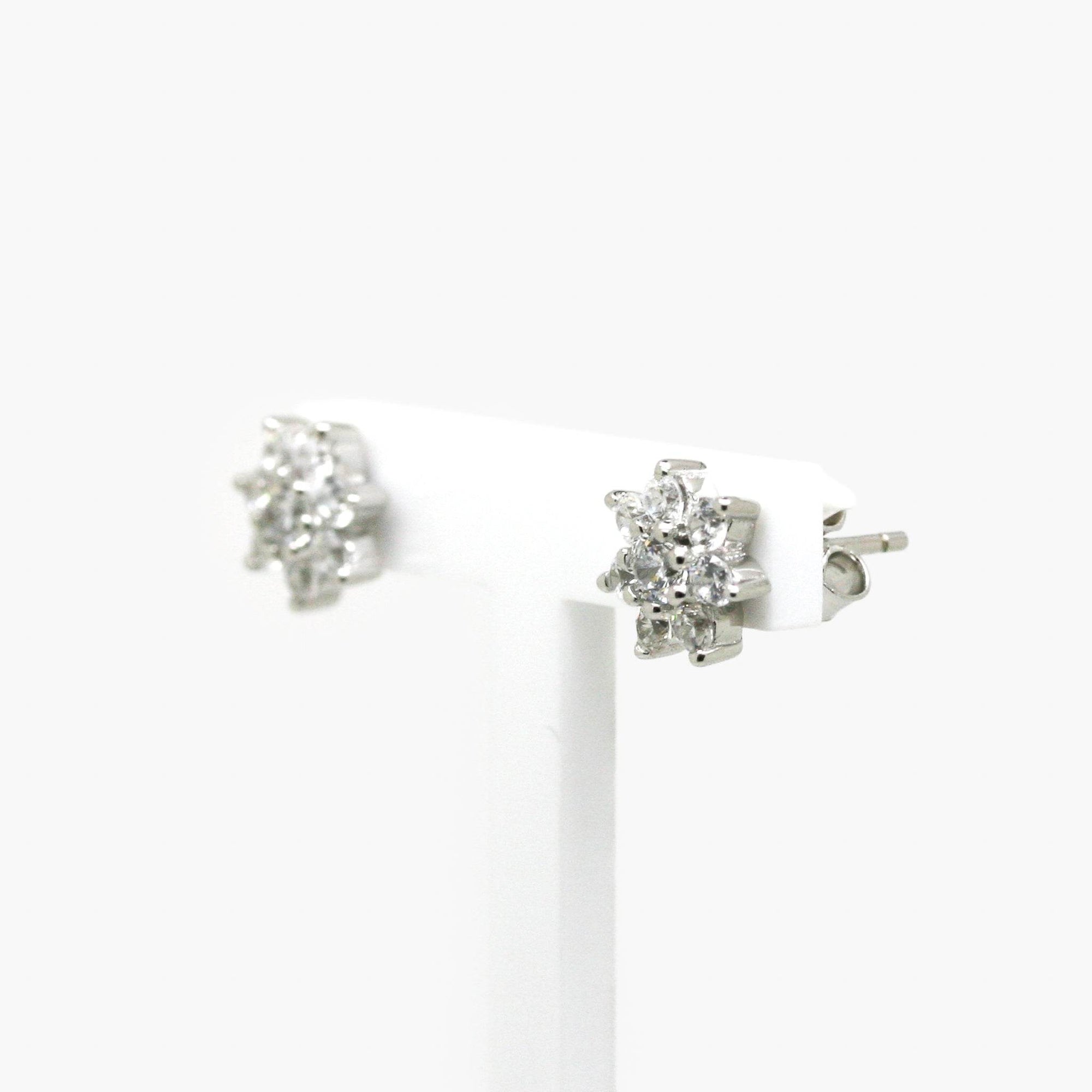 Silver CZ Flower Stud Earrings - Jordans Jewellers