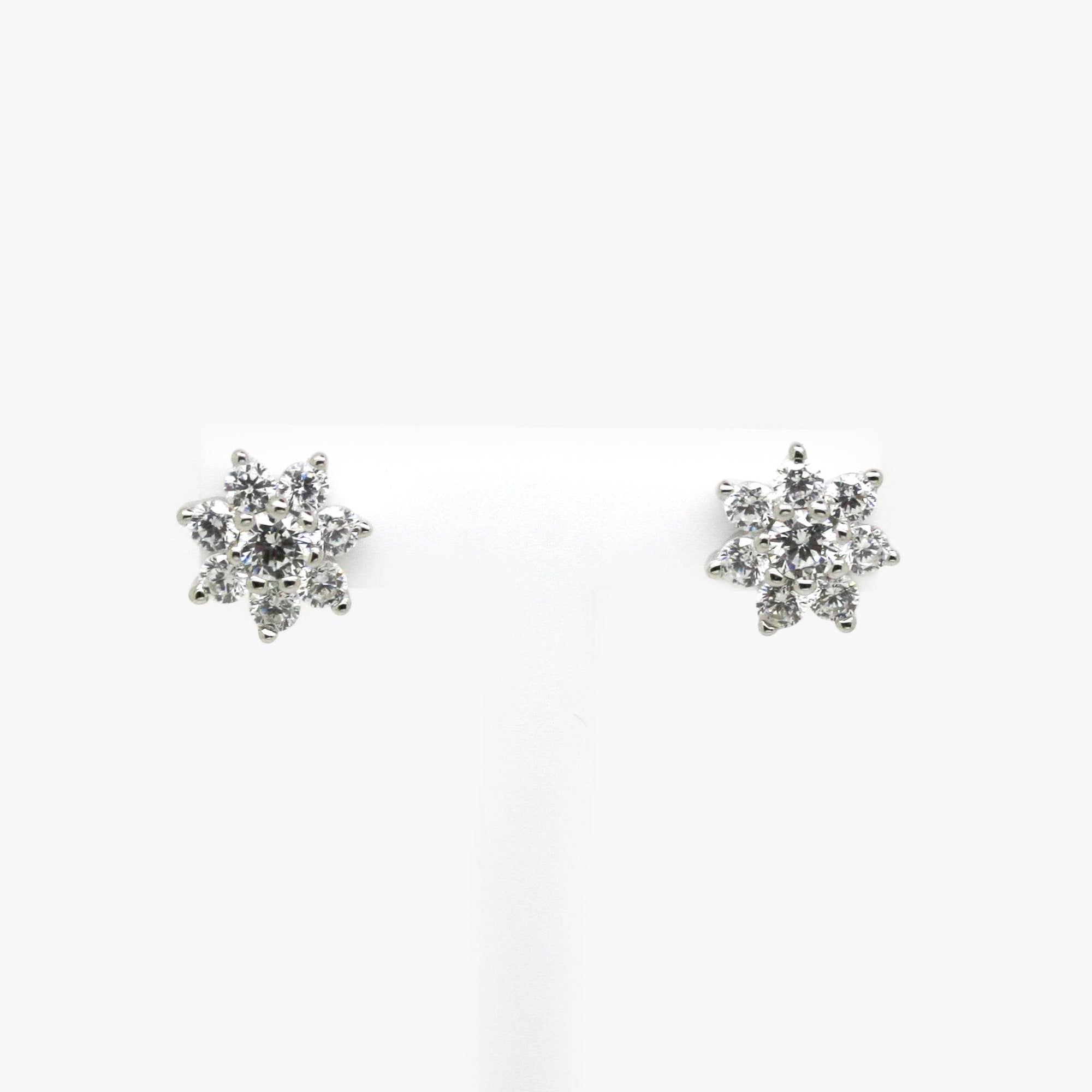 Silver CZ Flower Stud Earrings - Jordans Jewellers