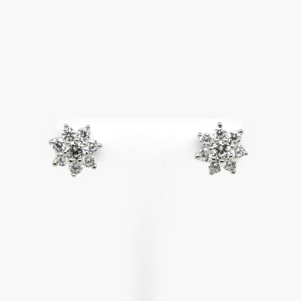 Silver CZ Flower Stud Earrings - Jordans Jewellers