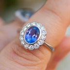 Tanzanite & Diamond Daisy Cluster Ring - Jordans Jewellers