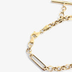 9ct Yellow Gold T-Bar Chain Bracelet on wrist