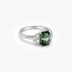 18ct White Gold Teal Tourmaline and Diamond Ring