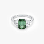 18ct White Gold Teal Tourmaline and Diamond Ring
