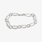 Sterling Silver Double Textured Oval Bracelet