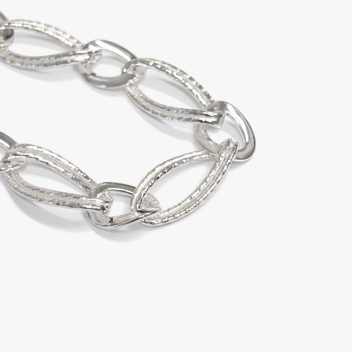 Sterling Silver Double Textured Oval Bracelet detail