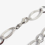 Sterling Silver Double Textured Oval Bracelet close up