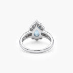 Platinum Pear Aquamarine & Diamond Halo Ring