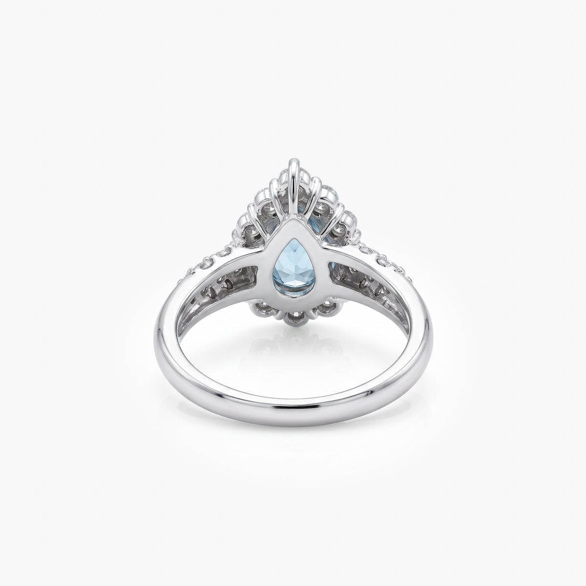 Platinum Pear Aquamarine & Diamond Halo Ring
