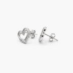 9ct White Gold Double Heart Diamond Stud Earrings 0.20ct
