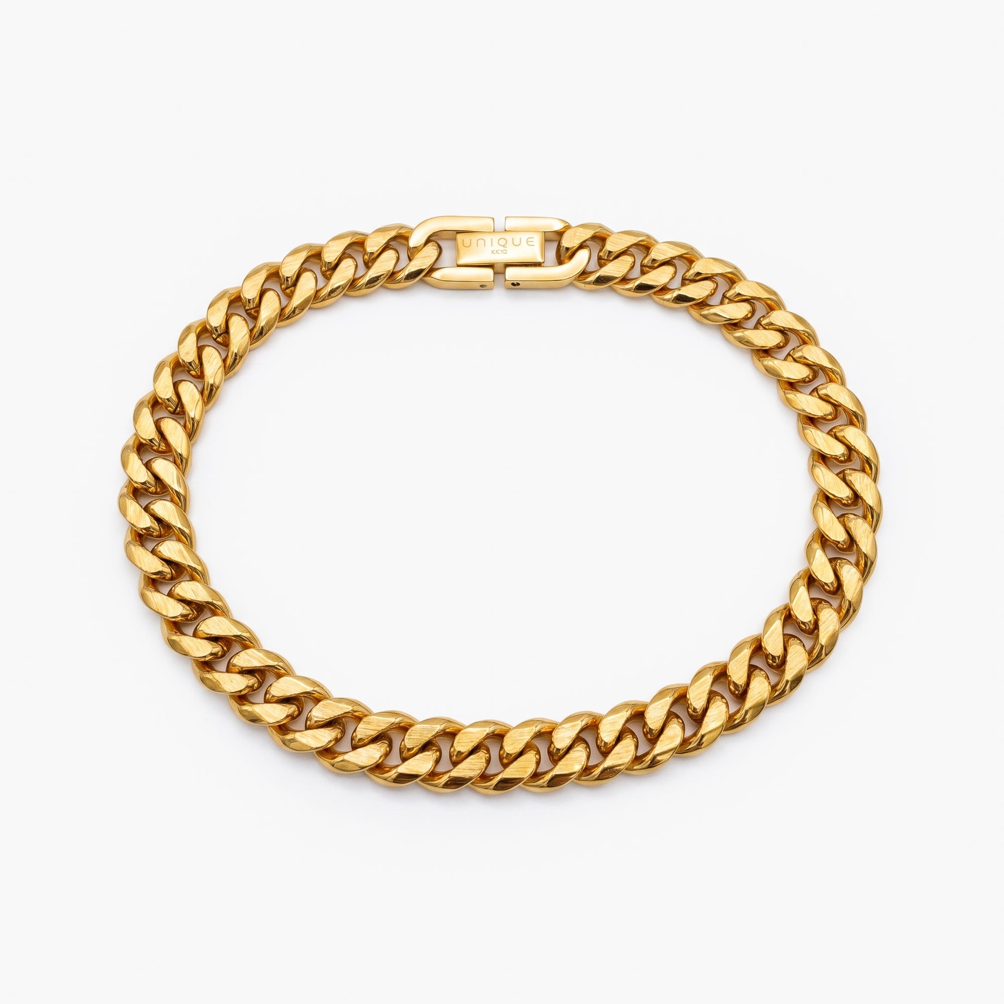 Men's Gold Colour Stainless Steel 8mm Cuban Link Bracelet