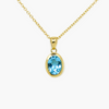 NEW 9 Carat Yellow Gold Blue Topaz Pendant Necklace