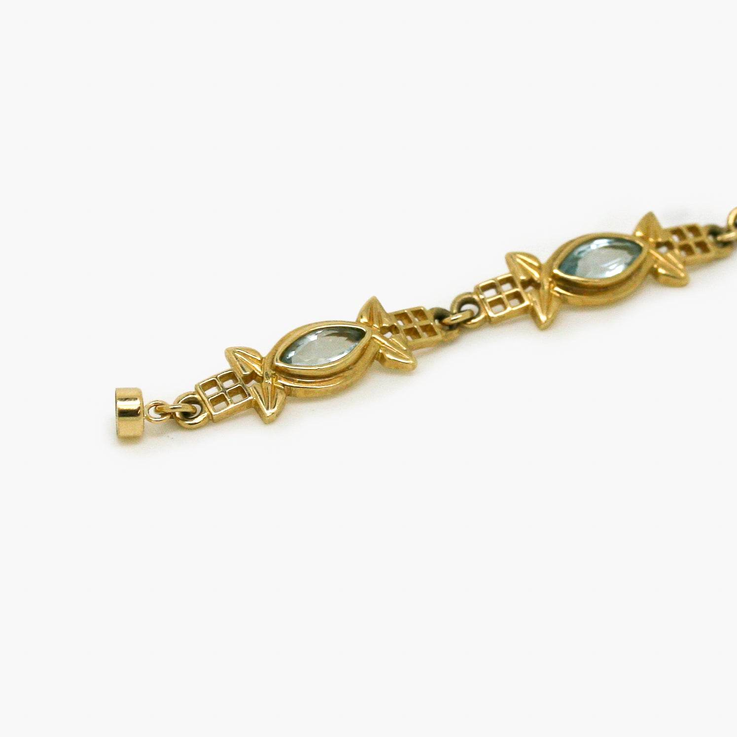 Pre-Owned 9ct Gold Blue Topaz Bracelet - Jordans Jewellers