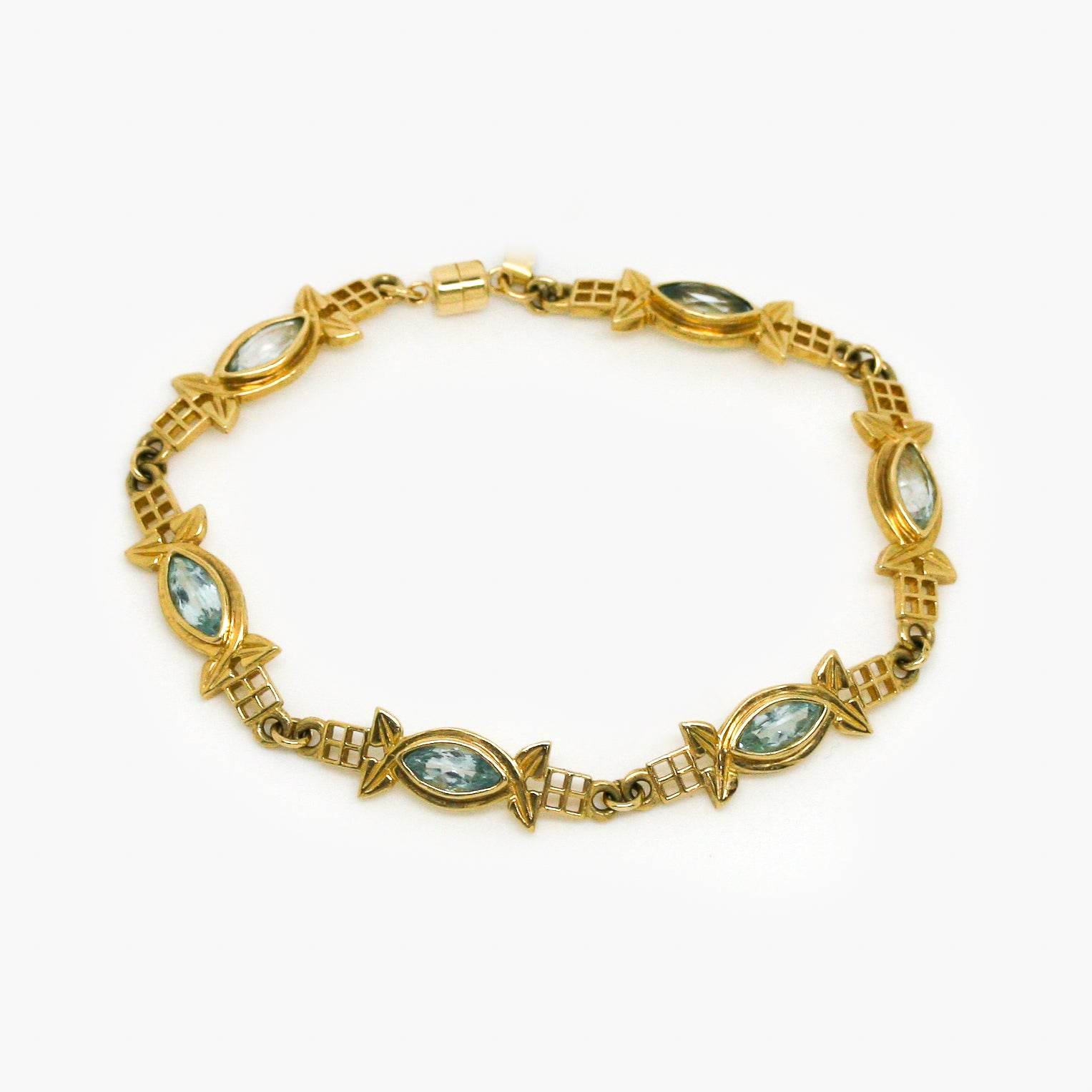 Pre-Owned 9ct Gold Blue Topaz Bracelet - Jordans Jewellers