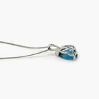 9ct White Gold London Blue Topaz Pear Pendant Necklace - Jordans Jewellers