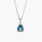 9ct White Gold London Blue Topaz Pear Pendant Necklace - Jordans Jewellers