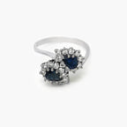 Sapphire & Diamond Cluster Toi et Moi Ring - Jordans Jewellers