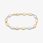 9ct Three Colour Gold Link Bracelet