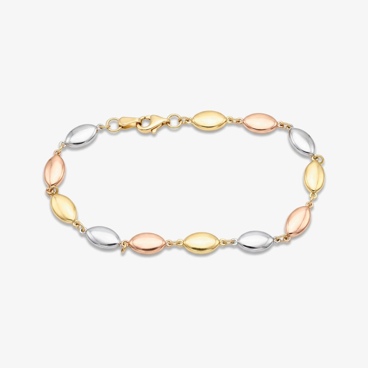 9ct Three Colour Gold Link Bracelet