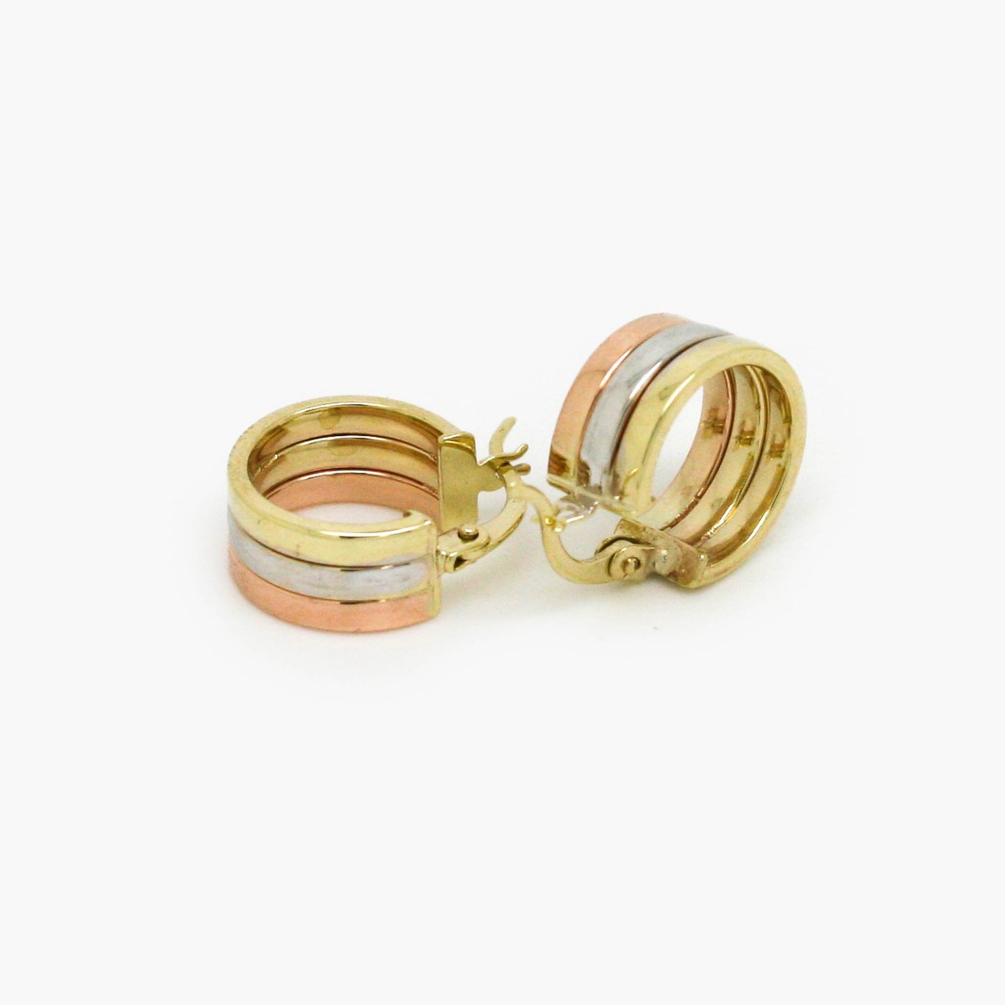 Tri-Tone Huggie Earrings in 9ct Gold - Jordans Jewellers