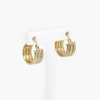 Tri-Tone Huggie Earrings in 9ct Gold - Jordans Jewellers