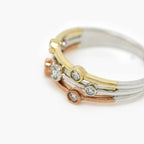 9ct Tri-Tone Gold Diamond Bubble Ring - Jordans Jewellers