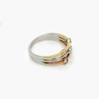 9ct Tri-Tone Gold Diamond Bubble Ring - Jordans Jewellers