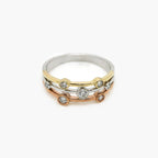 9ct Tri-Tone Gold Diamond Bubble Ring - Jordans Jewellers