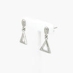 Silver CZ Triangle Drop Earrings - Jordans Jewellers