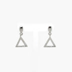Silver CZ Triangle Drop Earrings - Jordans Jewellers