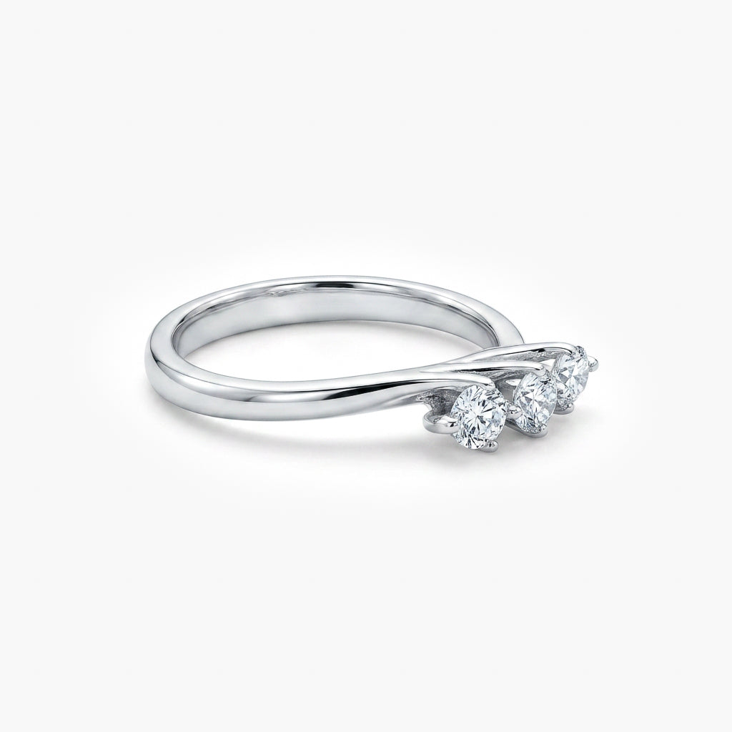 18ct White Gold Diamond Three Stone Twist Ring