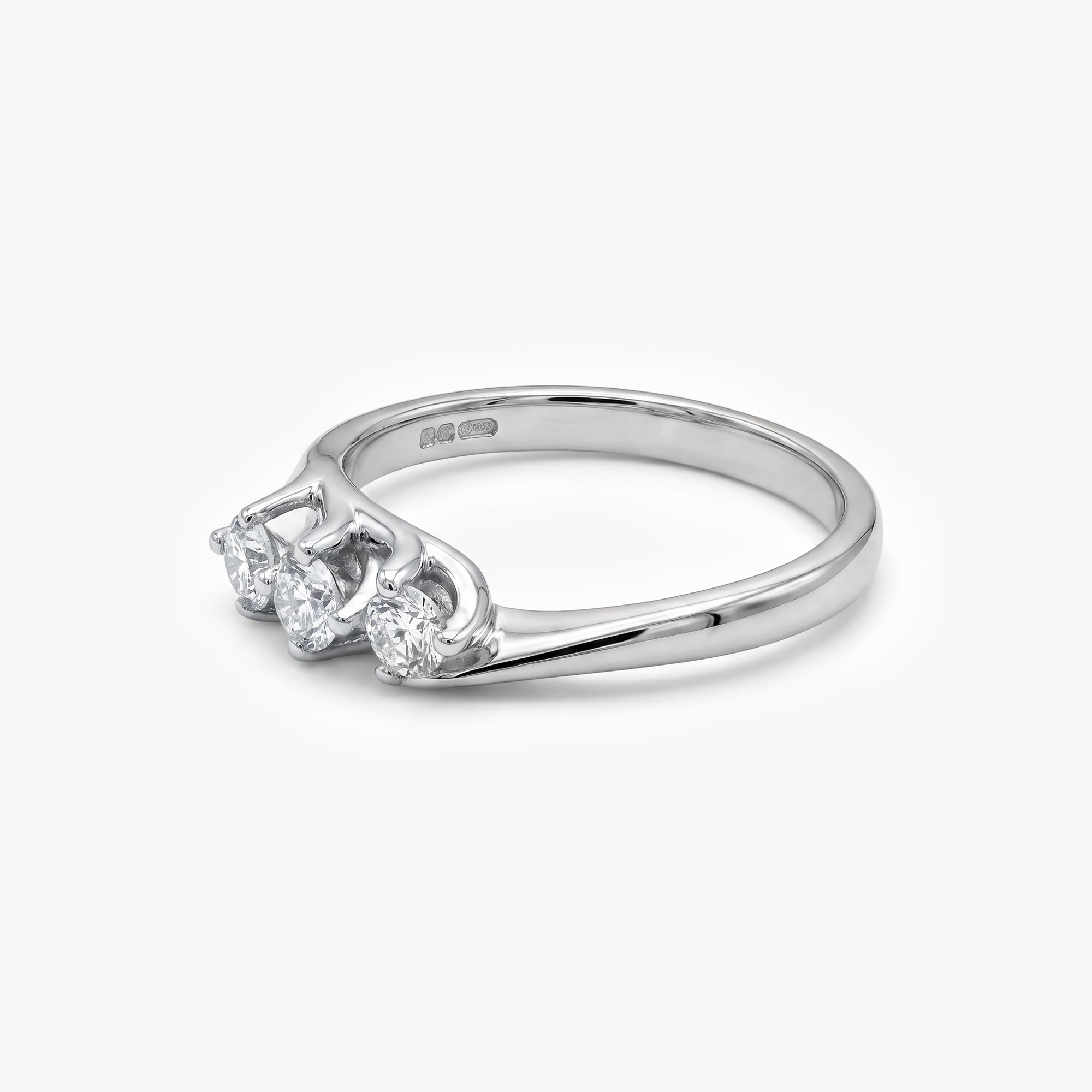18ct White Gold Diamond Three Stone Twist Ring