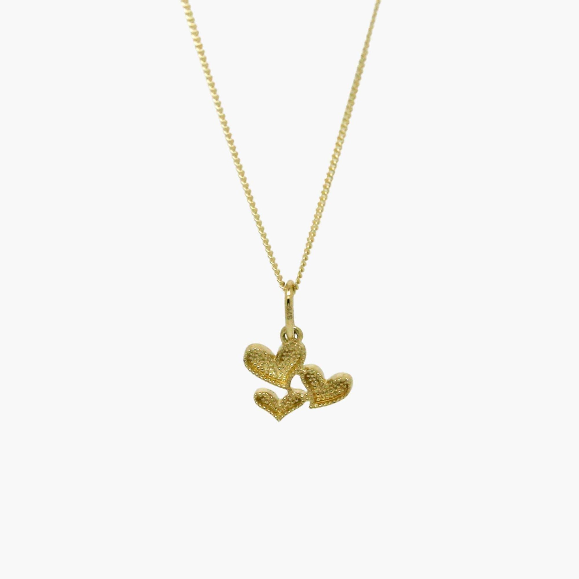 Triple Heart Pendant Necklace in 9ct Yellow Gold - Jordans Jewellers