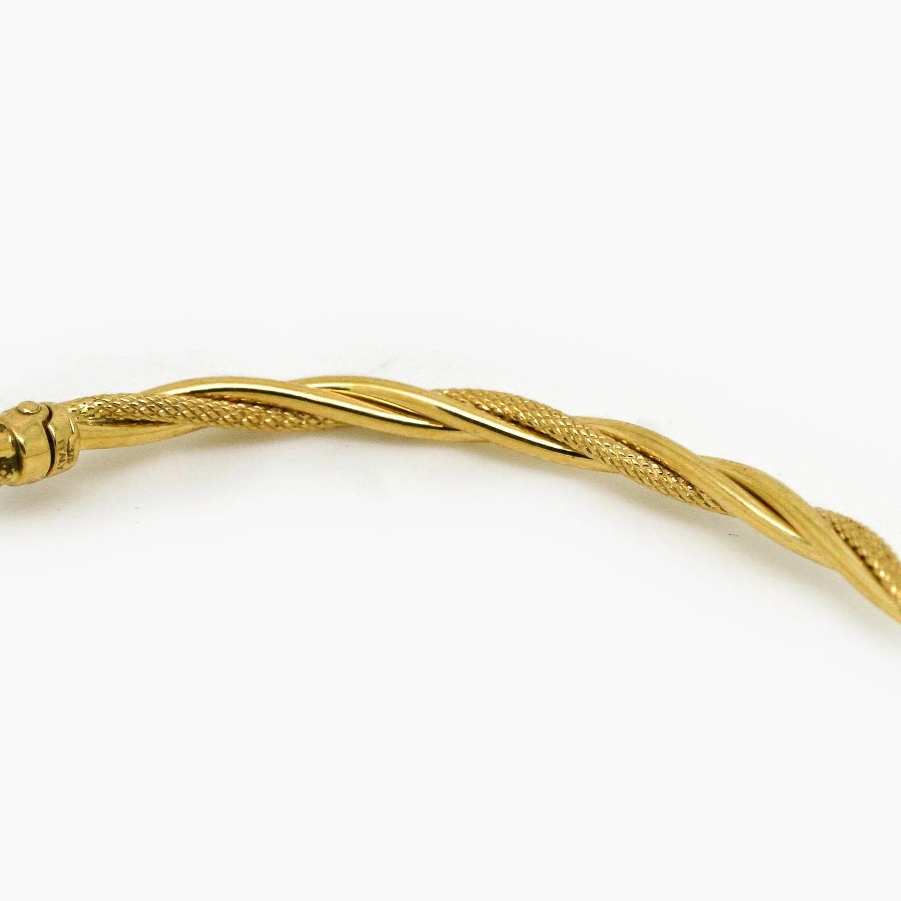 9ct Yellow Gold Textured Twisted Bangle - Jordans Jewellers