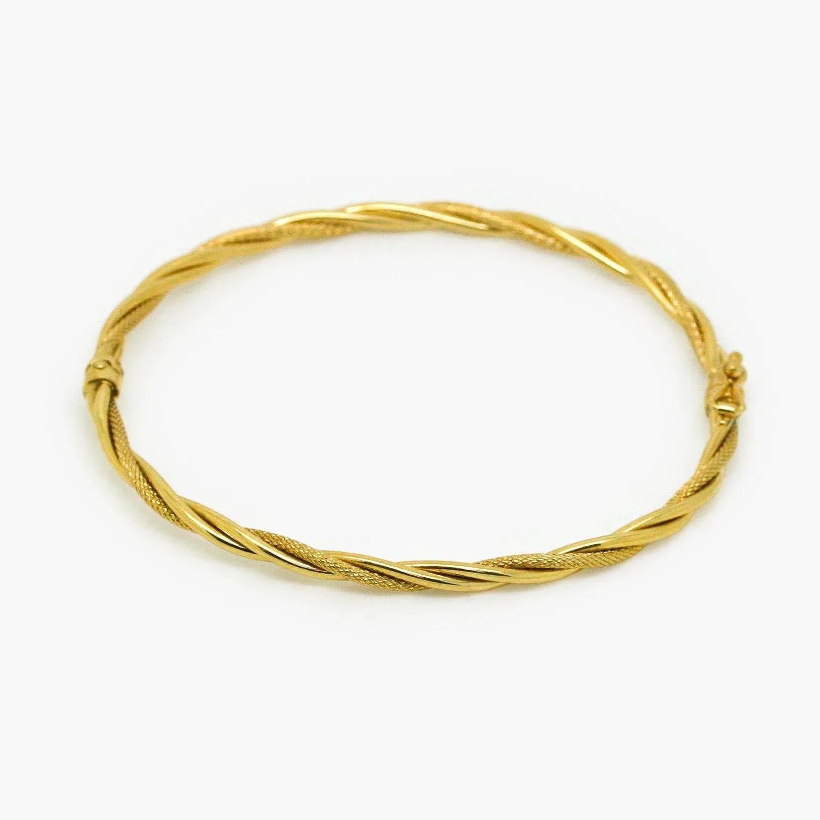 9ct Yellow Gold Textured Twisted Bangle - Jordans Jewellers
