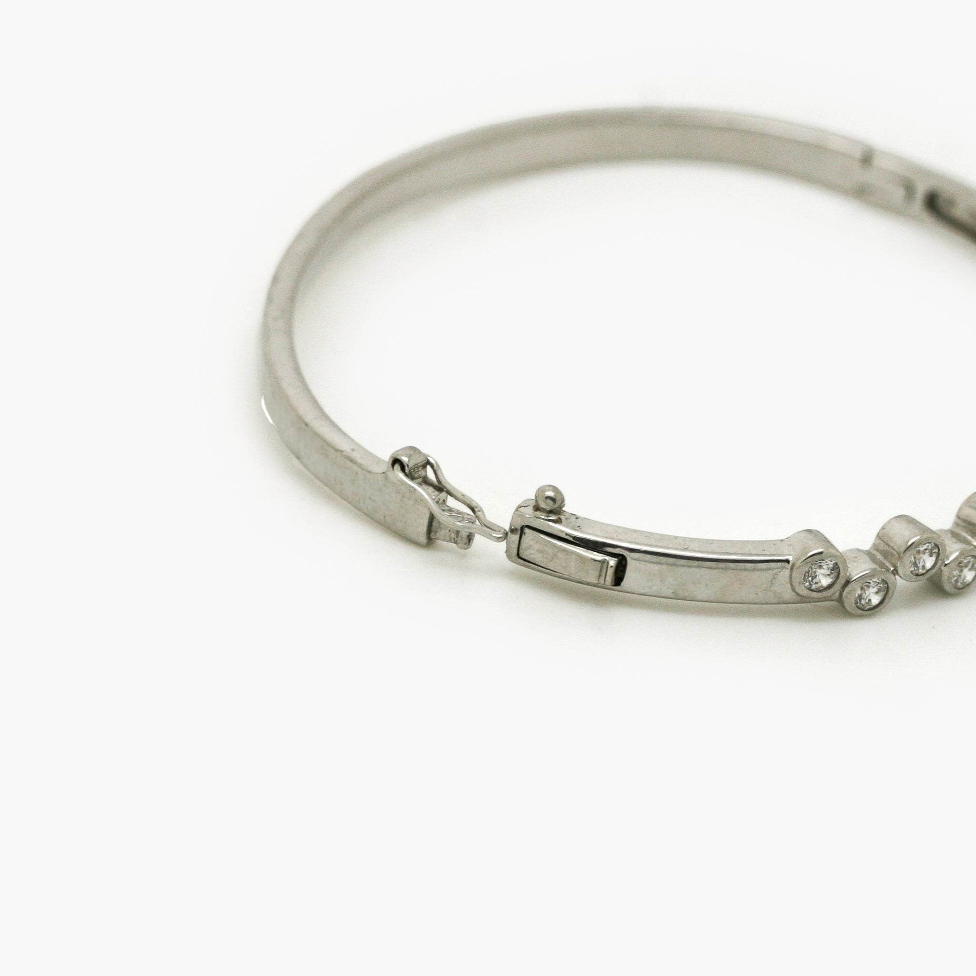Silver Wavy CZ Silver Bangle - Jordans Jewellers