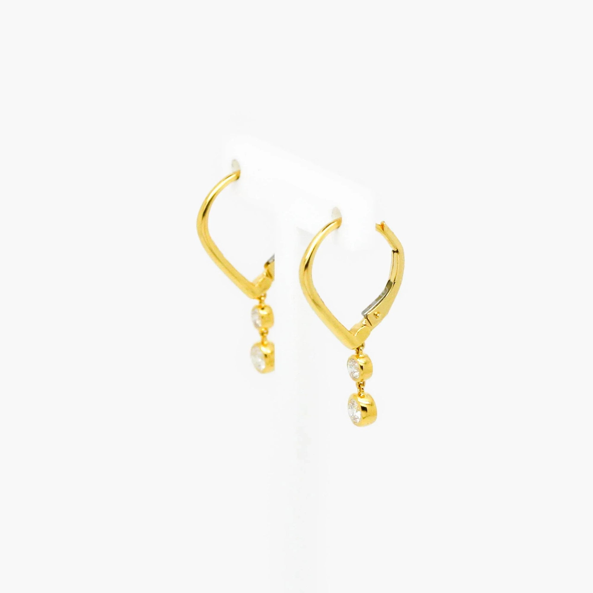 Two Stone Diamond Continental Earrings in 18ct Yellow Gold - Jordans Jewellers