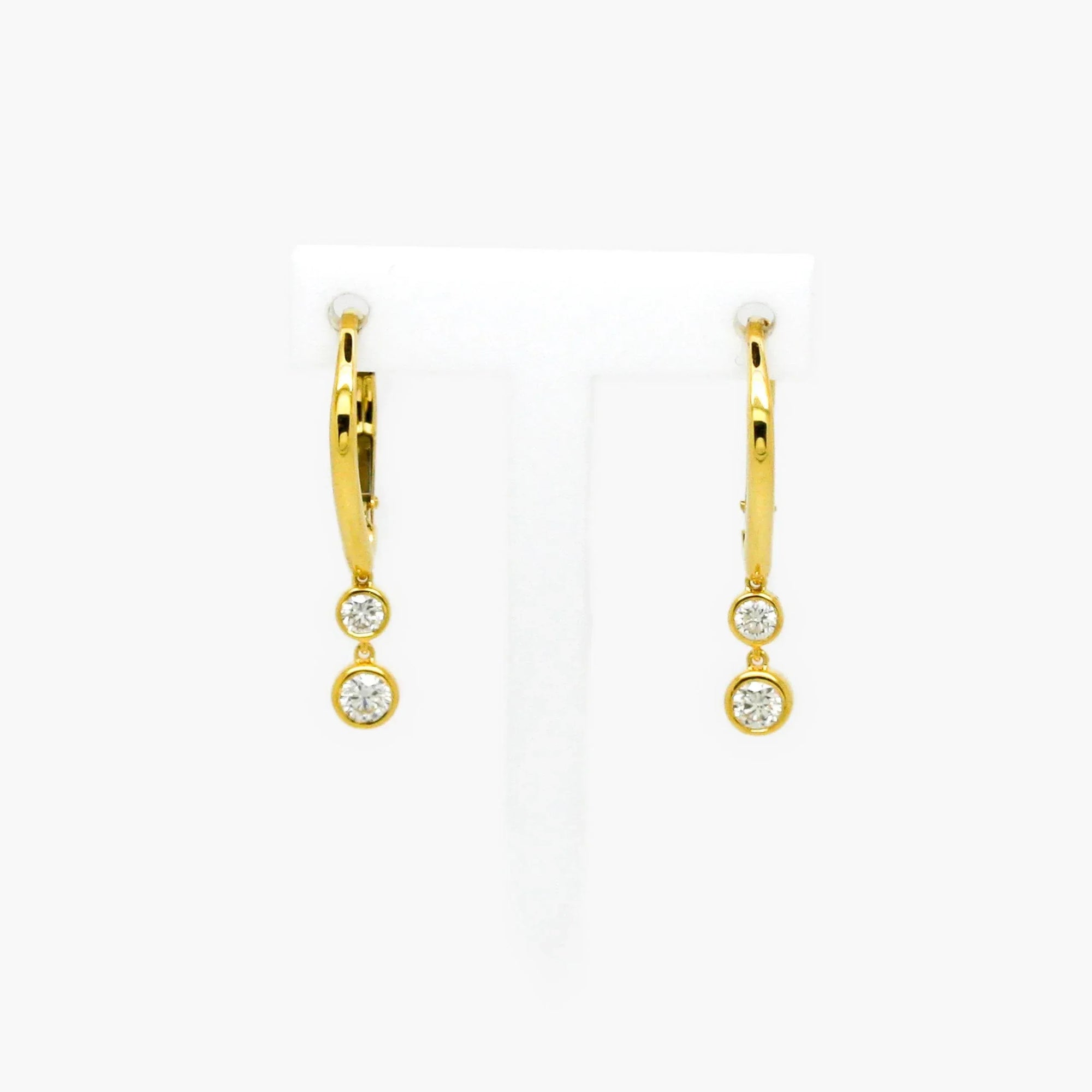 Two Stone Diamond Continental Earrings in 18ct Yellow Gold - Jordans Jewellers