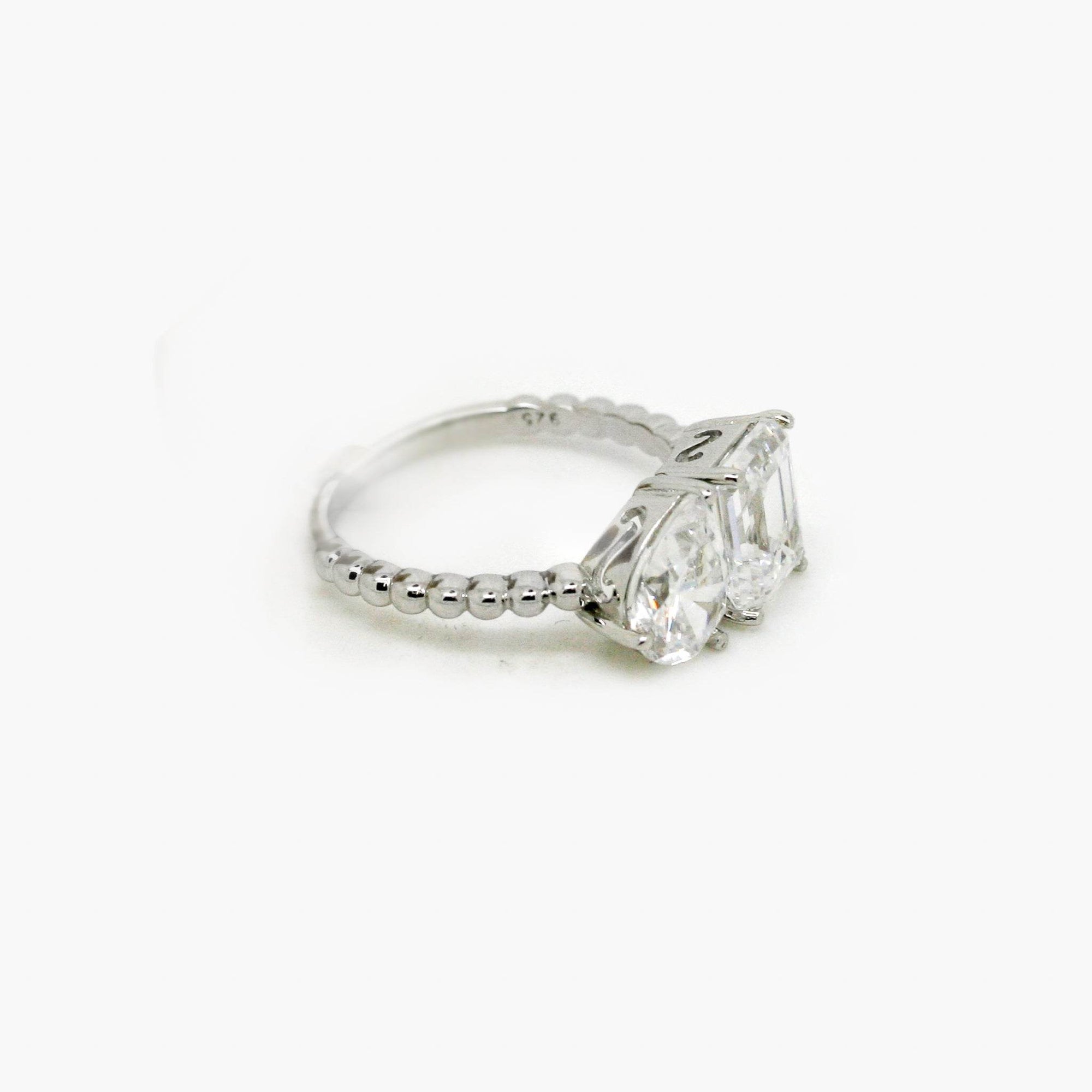 Silver Toi et Moi Two Stone CZ Ring - Jordans Jewellers