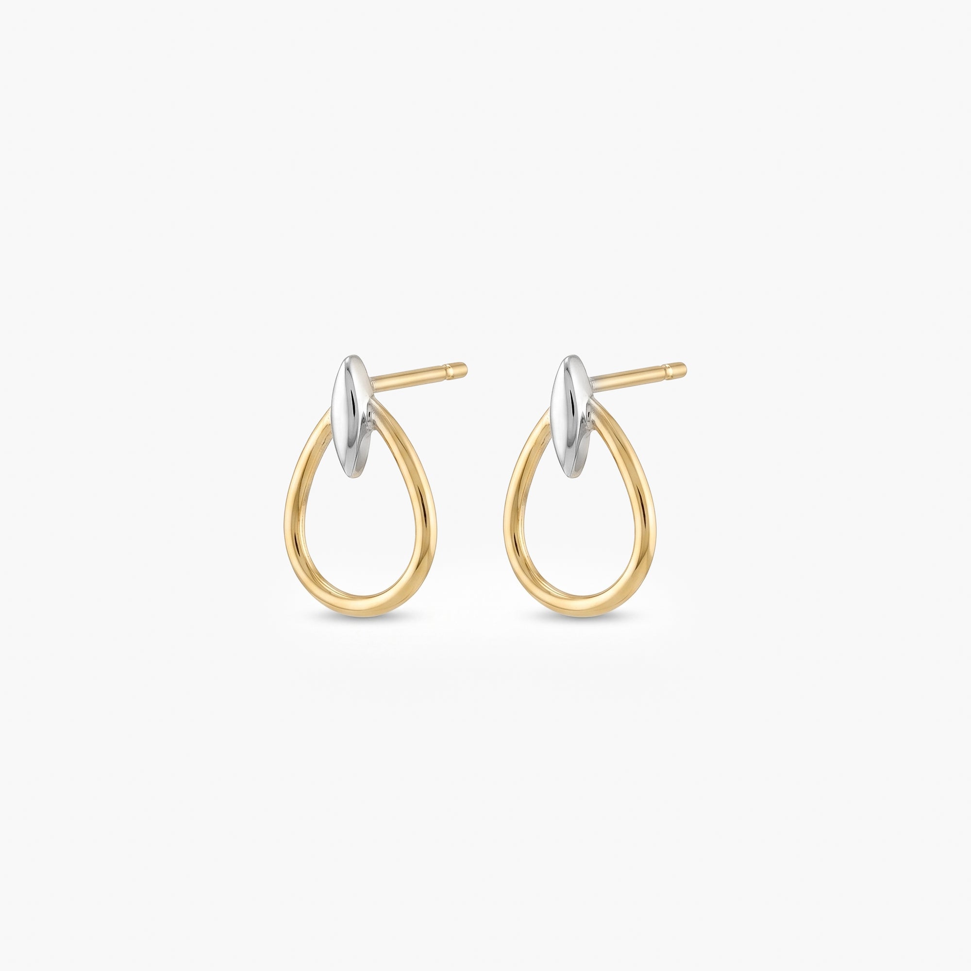 9ct Two-Tone Gold Open Teardrop Stud Earrings