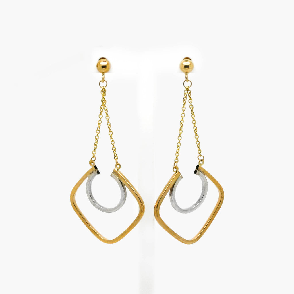 Two-Tone Swing Drop Earrings in 9ct Gold - Jordans Jewellers