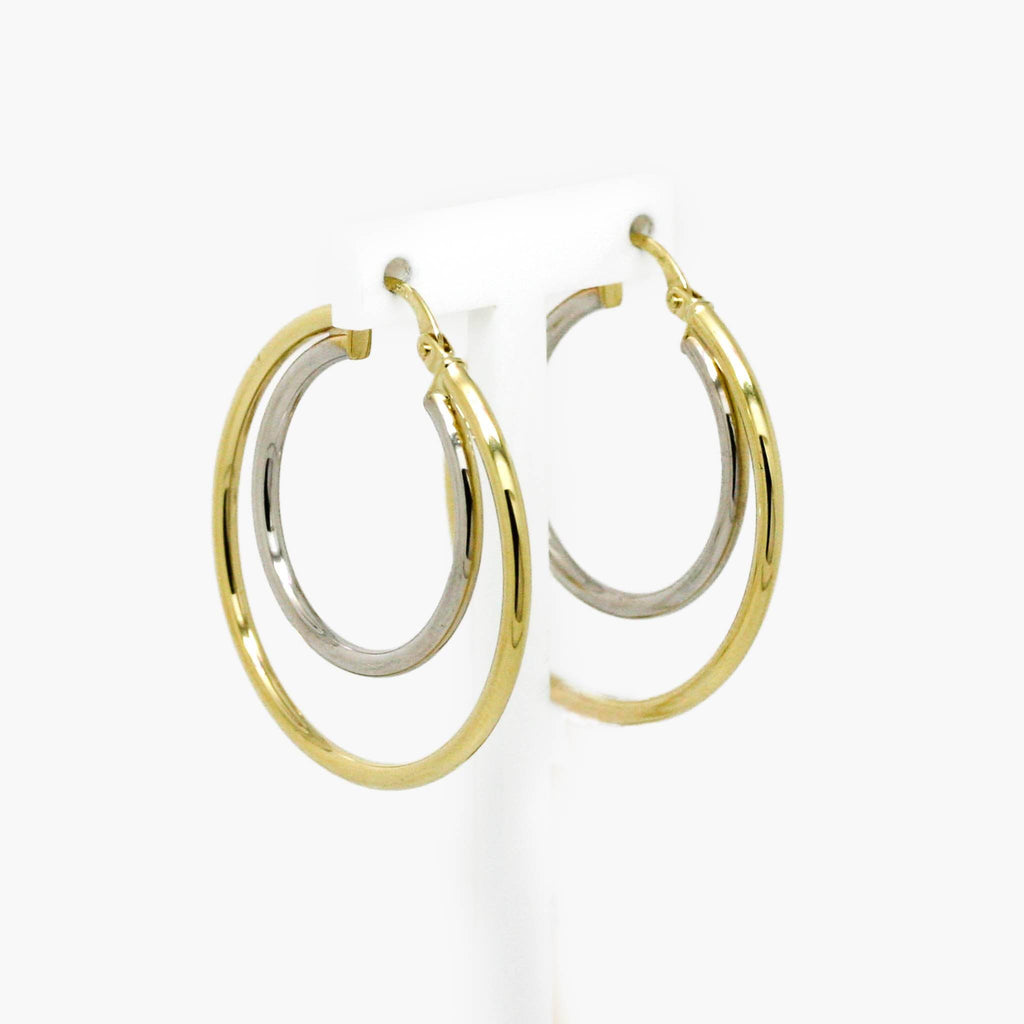 Two Tone Hoop Earrings in 9ct Gold
