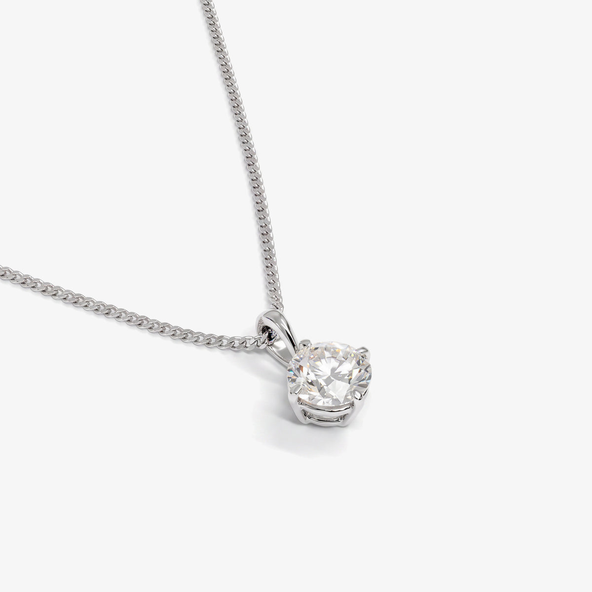 18ct White Gold Diamond Solitaire Pendant detail view