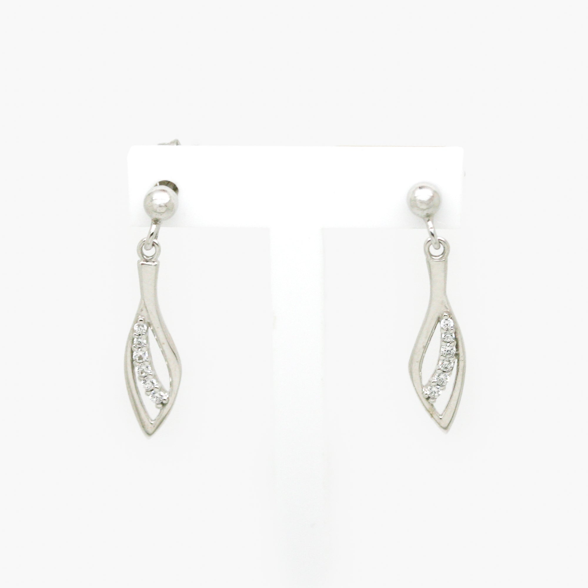 white gold cubic zirconia drop earrings