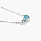 Silver Blue Topaz Two Stone Necklace
